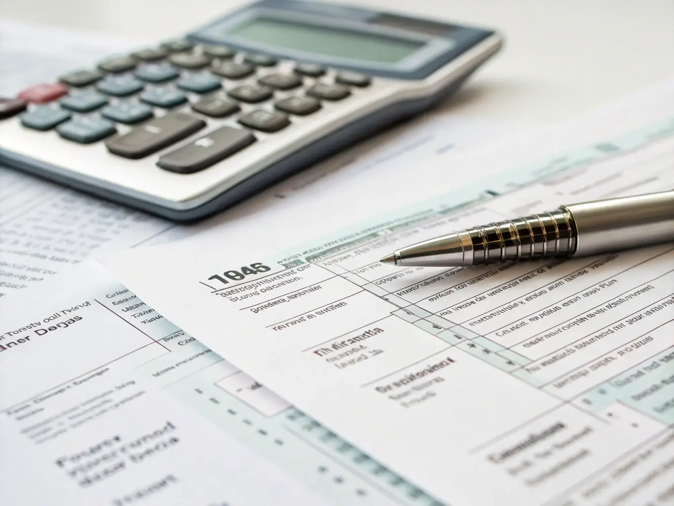 A close-up shot of a certified tax professional's hands working on a tax return with precision and attention to detail in a brightly lit office.